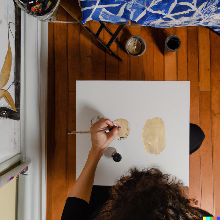 Someone painting in their apartment